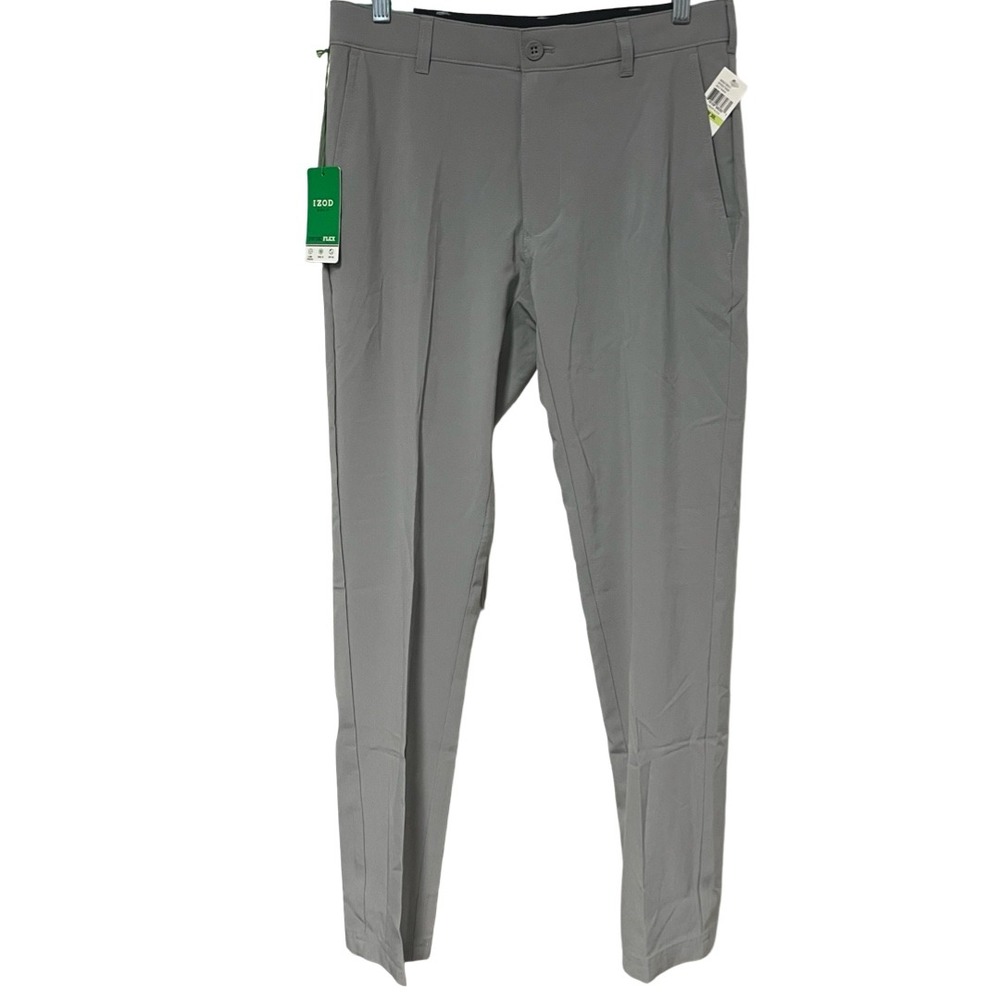 NWT IZOD Golf Swingflex Mens Pants 30x30 Slim Fit Cinder Block Grey